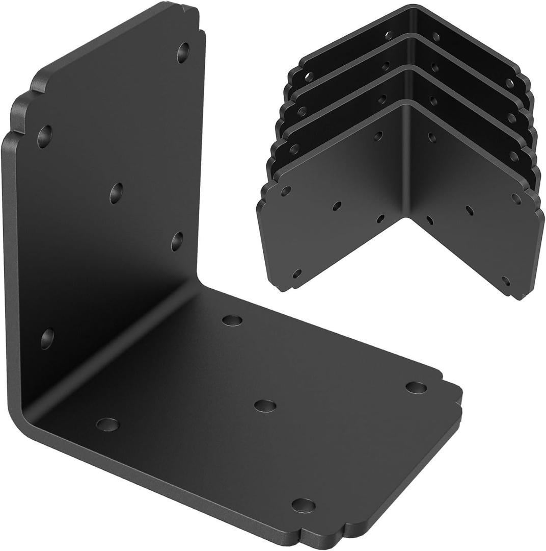 6x6x5 Pergola Brackets,Heavy Duty L Bracket for Wood, (4pcs) Corner Brackets for Deck/Shelf/Fence
