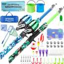 WIDDEN Kids Fishing Pole, Portable Telescopic Kids Fishing Poles for Boys and Girls, Fishing Rod and Reel Combo Kit with Tackle Box, and Fishing Net, Best Fishing Pole for Toddler Youth