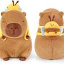 Ditucu Cute Capybara Plush with Bee Backpack Soft Capibara Stuffed Animal Plushies Toys Gifts for Kids Brown 9 inch