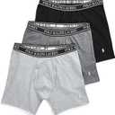 POLO RALPH LAUREN Underwear Boxer Brief, 3-Pack, Stretch Classic Fit, Moisture Wicking Pouch, Regular, Trunk & Long Leg (Andover/Charcoal/Polo Black)
