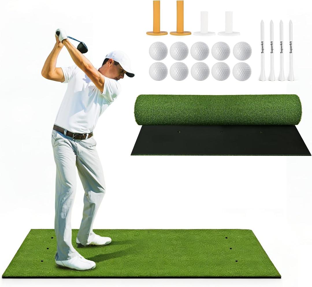Golf Hitting Mat 5x3ft, Golf Practice Mat for Indoor & Outdoor, 21mm Thick Heavy-Duty Golf Mats with Durable Turf, Golf Training Mat, Swing & Chipping, Golf Accessories for Men, Women, Dad