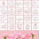 20 Pieces Happy Mother's Day Stencils Mothers Day Gift Father's Days Stencils 6 x 6 Inch Decorative Letter Painting Stencil Templates Reusable Stencil for Scrap DIY Crafts Booking for Home Decor