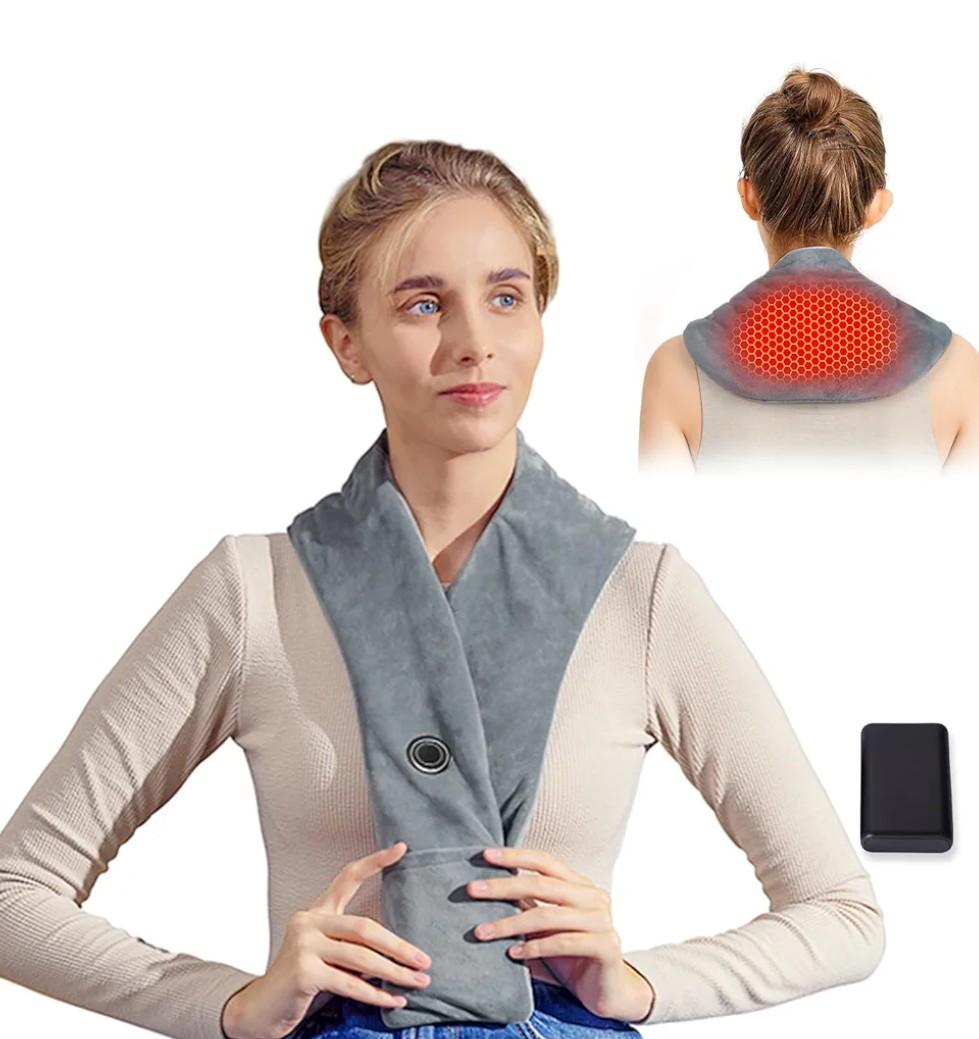 Remo Neck Heating Pad, Portable Cordless Heating Pad for Neck Pain Electric, Compact Soft with Four Heat Settings,Gift for Family,Grey
