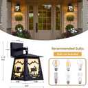 TOCHIC Wall Sconce 2-Pack, Vintage Farmhouse Wall Light Fixtures, Black Outdoor Wall Lamp for Patio with Bear Elk, Rustic Wall Mount Light for Front Door, Bathroom Vanity Light, Porch, Corridor, 7.28 inches x 7.28 inches x 9.64 inches
