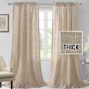 H.VERSAILTEX Linen Blended Curtains - 108 Inch Long, Natural, Textured, Light Filtering, Rod Pocket, 2 Panel Sets for Living Room & Bedroom