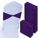 CHENGU Spandex Chair Sashes Plain Bow Wedding Royal Chair Bands Without Buckle Birthday Chair Decorations Elastic Chair Ties Spandex Slider Sashes for Events Party Ceremony (Deep Purple)  