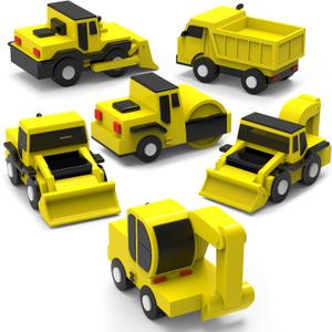 Tub Works Construction Trucks Mold Free Bath Toys, 6 Pack | Sealed, No Hole Bath Toys Design Keeps Moisture Out | Soft, Squeezable & Float on Water | Baby & Toddler Bathtub Toys | Baby Pool Play