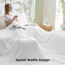 Bedsure Cooling Cotton Waffle Oversized King Blanket - Lightweight Breathable Blankets Rayon Derived from Bamboo for Hot Sleepers, Luxury Throws for Bed and Sofa, White, 120x96 Inches