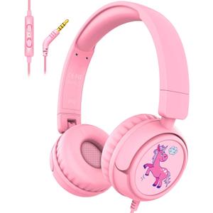 K6 Kids Headphones for Toddler & Kids Ages 2-12, 85/94dB Safe Volume Limited, Wired with 3.5mm Jack, HD Microphone, Adjustable & Foldable, On-Ear Headphones for Tablet, School, Travel, iPad