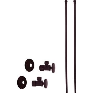 Westbrass A105KBN-12 5/8" x 3/8" OD x 20" Bullnose Riser Supply Line Kit with Round Handle Angle Supply Shut Off Valve for Faucet, Oil Rubbed Bronze, 1 Pack