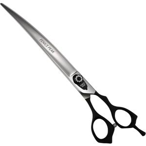 Fenice Peak 8'' Professional Curved Dog Grooming Scissors Heavy and Anti-Slip Black Handler 440C Stainless Steel Pet Cutting Shears Safety Trimming Shearing for Dogs Cats