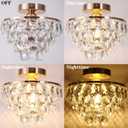 Luupyia Gold Crystal Chandelier Small, Mini Ceiling Light Modern Flush Mount Crystal Chandelier Hallway Overhead Light Fixtures Ceiling for Hallway Bedroom Hall Living Room E26