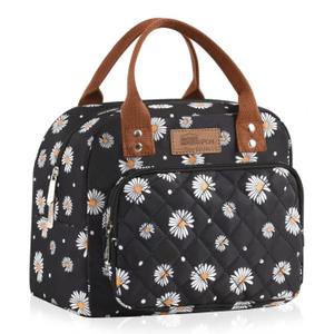 Buringer HOMESPON Lunch Bag for Woman Man Adults with Front Pocket Insulated Lunch Tote Lunch Box Container for Work Picnic or TravelDaisy