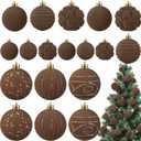 Suzile 18 Pcs Velvet Christmas Tree Ornaments Flocked Christmas Ball Decorations Xmas Balls Holiday Hanging Ornaments for Xmas Tree Wreath Garland Holiday Fireplace Decoration (Dark Brown)