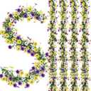 4 Pcs 6 ft Artificial Flowers Wisteria Garland-Total 24 ft Fake Hanging Wisteria Flowers Green Vines Garlands, Faux Flower Daisy with Eucalyptus Leaves for Garden Decor (Mixed 3 Colors)