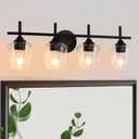 4-Light Bathroom Light Fixtures, Black Modern Vanity Light, Bathroom Wall Lamp for Mirror Kitchen, Bedroom, Hallway, Living Room, Hallway
