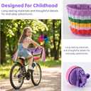 Kids Bike Basket, Bike Basket Front Bike Accessories for Girl Boys, Woven Bicycle Basket with Stickers, Bike Bell, Windmill, and 1pairs Colorful Ribbons Tassels
