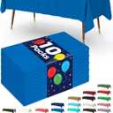 Pureegg Plastic Table Cloth Disposable 10 Pack, 54 x 72 Inch Table Cloths, Party, Picnic, Wedding, Decorative Tablecloths, Rectangle, White Plastic Cover, Leakproof & Sturdy, Blue