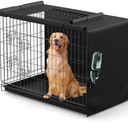 BROSYDA Dog Crate Cover - Privacy Kennel Cover Fits 42 inch Double Door Wire Crate, Heavy Duty 600D Oxford Fabric Dog Cage Cover with Top Window and Drinking Hole Design, Black, (Cover only)