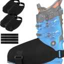 Ski Boot Covers, 2 Pairs Neoprene Ski Boot Gloves Keep Your Feet Dry and Warm, Waterproof Skiing Shoe Protector with Removable Toe Straps for Winter Sports Accessory, Skier's Gift
