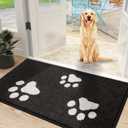 Mibao Dirt Trapper Doormat for Muddy Paws, Absorbent Non-Slip Entrance Mat, Inside Mat for Front Door, Entryway, 35.5" x 23.5", Black (1'11" x 2'11" (Rectangular))