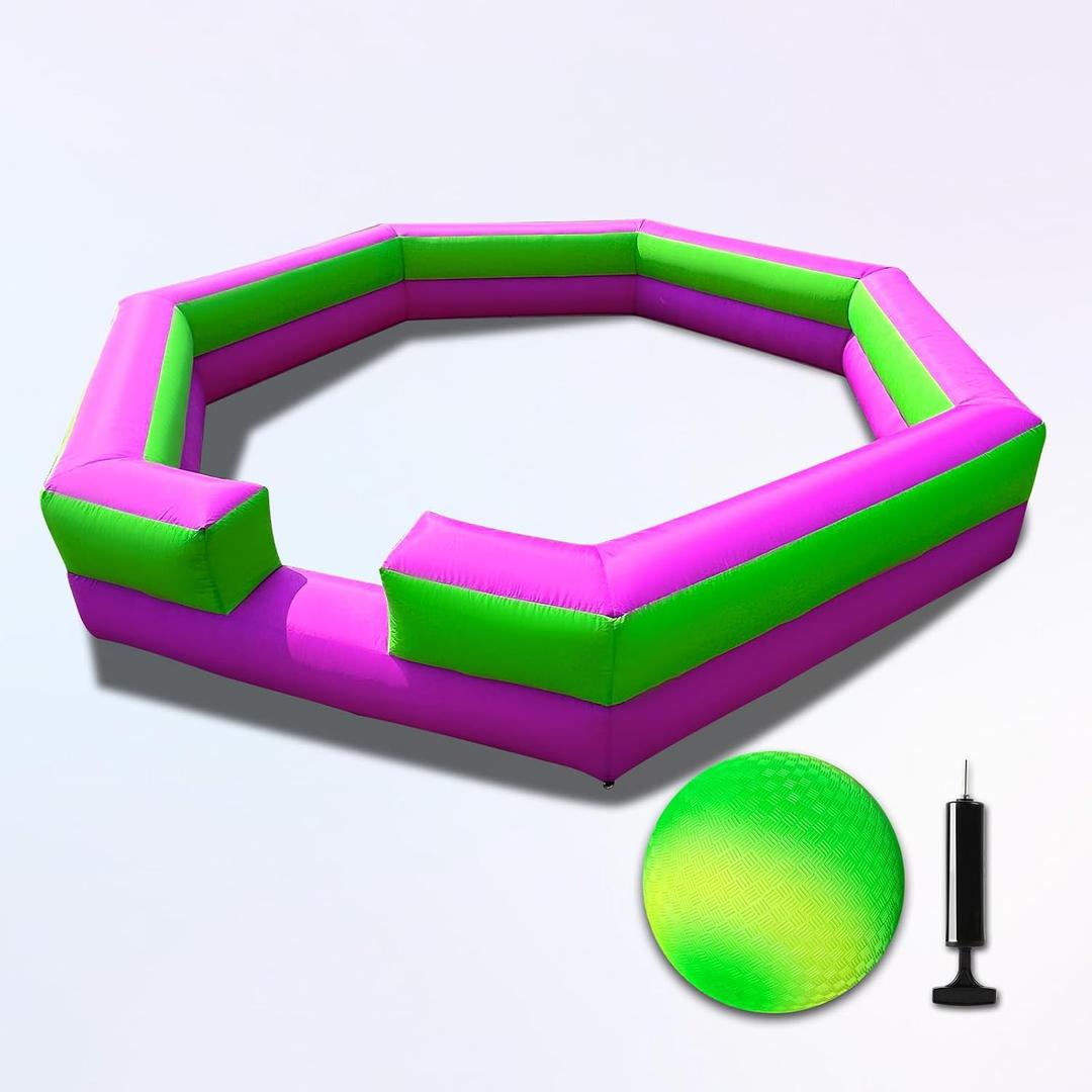 WARSUN 15Ft Gaga Ball Pit with Gagaball and Built-in Blower Portable Gaga Ball Pit Inflatable for Indoor Outdoor Family Activities Inflatable Sport Games(Includes Hand Pump), 180 inches x 180 inches x 28.8 inches