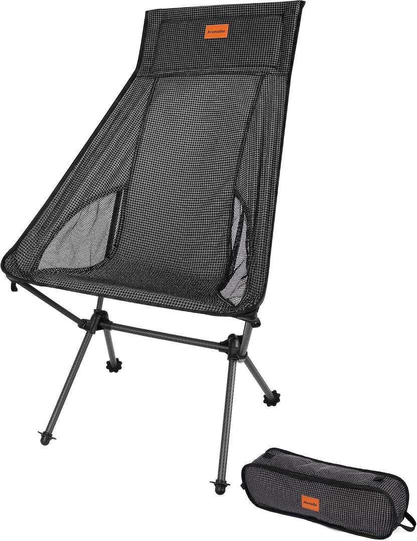 High Back Camping Chair, Carbon Fiber Frame 2.4 lbs Lightweight | ultralight camping chair carbon fiber frame portable ultra light support up to 330 lbs Dyneema Blend Fabric easy to clean Plaid, Dyneema Blend Fabric, Plaid 