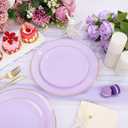 PULOTE 100PCS Purple Plastic Plates Disposable - Include 50 Dinner / 50 Dessert Plates Heavy Duty for Party, Wedding&Birthday