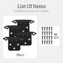 Self Closing Cabinet Hinges for Face Frame,Cabinet Hinges, Metal Hardware for Kitchen Cabinets and Doors (Black, 16Pack)