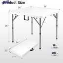 Byliable 34" Folding Square Card Table, Portable Heavy Duty HDPE Fold-in-Half Folding Table with Carrying Handle for Indoor/Outdoor Use Ideal for Picnic, Camping, Parties, White
