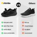 FitVille Diabetic Shoes for Men Extra Wide Width, Swollen Feet Shoes for Diabetics Pain Relief(Black, XX-Wide 9.5)