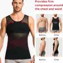 Nebility Mens Compression Shirt for Gynecomastia - Sleeveless Slimming Undershirts Body Shaper Vest Mesh Shapewear Workout Tank Tops Black (Black)