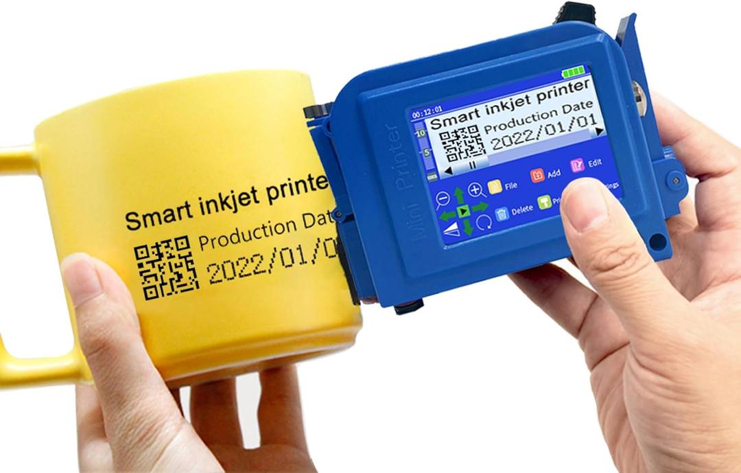 Upgraded Mini Inkjet Printer for Flat and Curved Surface PC11 Plus, 25 Languages & Quick-Drying Ink Cartridge, Portable Pocket Marking Device for Date Time Barcode Logo Qrcode Batch Number