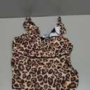 Yonique Women's Tankini Top Only Tummy Control Bathing Suit Top Ruffle Swimsuit Top V Neck Swim Tank Top No Bottom (X-Large, Leopard)