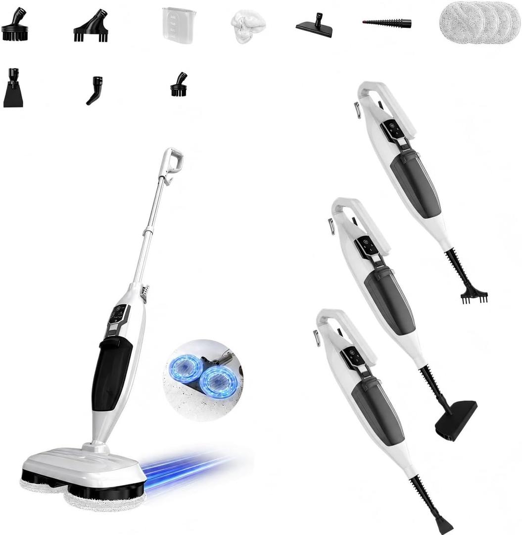 PUREBEAR 300°F Scrub & Steam Mop, Steam Cleaner With 13 Accessories