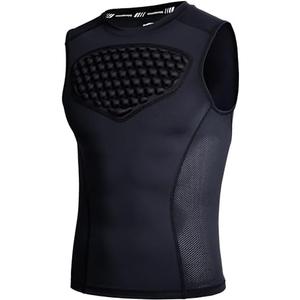 COOLOMG Youth Baseball Chest Protector Padded Shirt Heart Guard Sternum Protection for Football Lacrosse and Goalies Black S