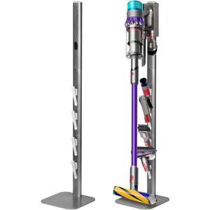 Haturi Vacuum Stand, Dyson Vacuum Holder and Metal Storage Bracket, Standing dock for Dyson G5 V15 V12 V11 V10 V8 V7 V6, Hidden Power Cord Design for Dyson Handheld Cordless Vacuum Cleaners (with Square Base, Silver)