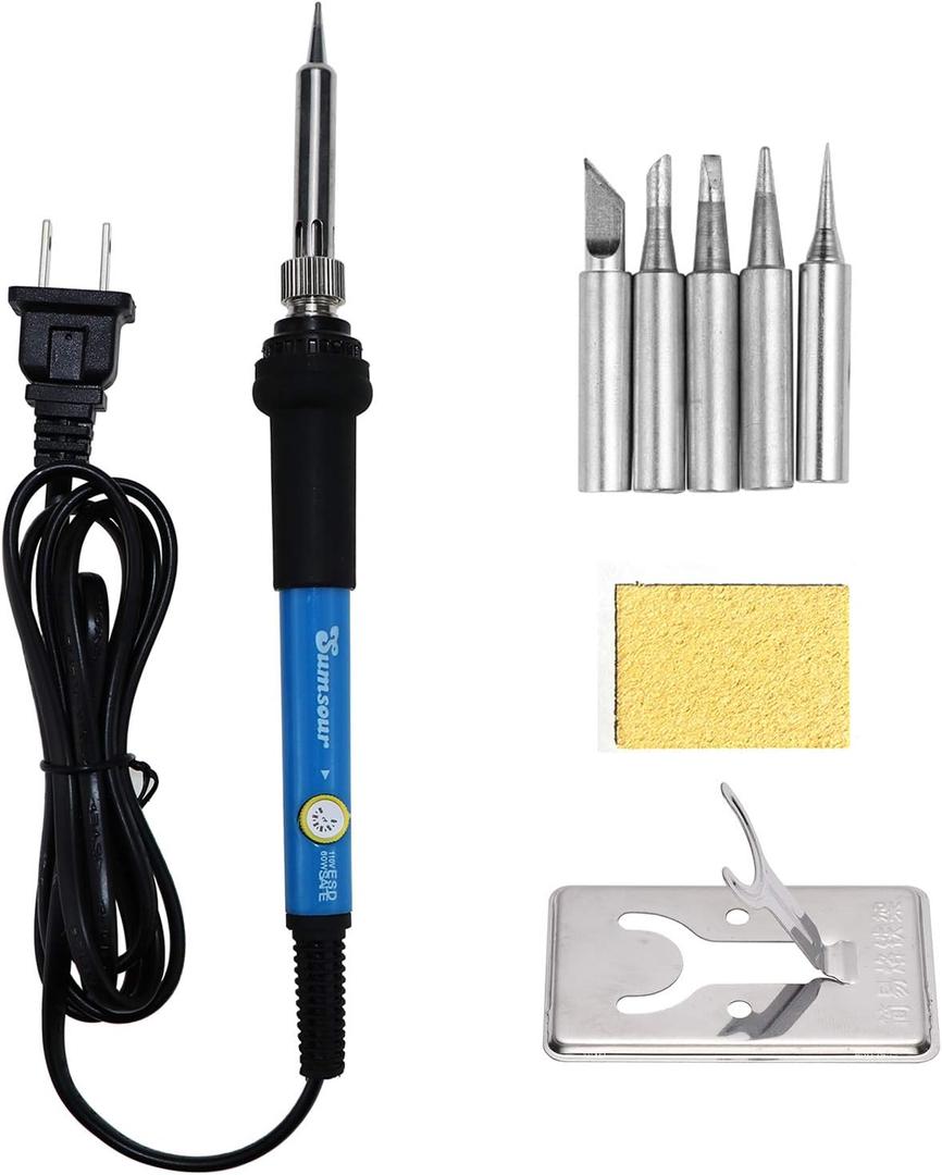 110V 60W Adjustable Temperature Electric Soldering Iron Welding Rework Repair Tool With 5pcs Solder Tip US Plug