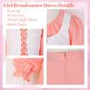 Girls Renaissance Dress Long Sleeve Medieval Princess Dress Girls Dress Up Costume Set (10 Years, Pink)