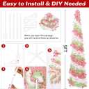 4 x 5FT Artificial Pencil Christmas Tree, Red Green White Pop Up Small Christmas Tinsel Tree, for Home Holiday Porch Fireplace Xmas Indoor Party Decoration.