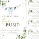 Whaline Baby Shower Games 50Pcs Eucalyptus Leaves Measure The Baby Bump Cards with Sign How Big is Mommy's Belly Game Cards for Party Favor Supplies