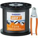 1/8 T316 Black Stainless Steel Cable  600FT Corrosion-Resistant Wire Rope for Cable Railing Kit and Hardware  High Strength, Durable for Marine, DIY, and Outdoor Projects