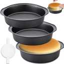 8 Inch Cake Pan - 3PCS Carbon Steel Round Cake Pans with 100 Pieces Parchment Paper, Non-stick & Easy Demolding, Non-toxic & Healthy
