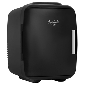 Cooluli Mini Fridge for Bedroom - Car, Office Desk & Dorm Room - Portable 4L/6 Can Electric Plug In Cooler & Warmer for Food, Drinks, Skincare Beauty & Makeup - 12v AC/DC & Exclusive USB Option, Black, No Power Cable(s)
