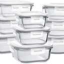 Bayco Glass Storage Containers with Lids, 9 Sets, Meal Prep Airtight Food Storage Containers for Food Storage with Lids - Leak Proof (11 Ounce-35 Ounce 9 Set, White)