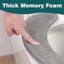 Toilet Seat Cover with Memory Foam, Soft Flannel Toilet Seat Warmer Cover for Bathroom, Washable Self-Adhesive Reusable Toilet Covers, Fits Most Round, Oval and Elongated Toilet Seat