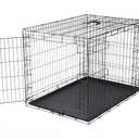 Amazon Basics Portable, Collapsible Metal Wire Dog Crate with Removable Tray, Double Door, Easy to Assemble, Divider Panel for Large Dogs, 42" x 28" x 30", Black