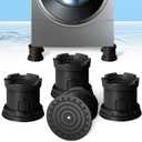 4Pcs Anti Vibration Pads for Washing Machine, Adjustable Height Stops Washer Dryer Moving, Prevents Noise, Vibration Transfer, Antivibration Stabilizer Support Feet with Suction Cup Bottom (Grey)