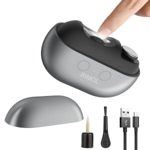 Electric Nail Clipper with Polishing, RIMOL 3-in-1 Automatic Nail Trimmer with LED Light & Nail Scraps Storage, Painless Grooming for Adults, Women, Men and Kids (Matte Gray & Black)
