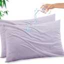 Gogreen Bamboo Rayon Waterproof Pillow Protector, Breathable Pillow Cover, Cooling Pillow Case with Zipper, Super Soft Pillow Case Cover with Zipper (2 Packs, Standard 20"x26", Lavender)